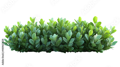 Green shrubbery bush isolated on white background, HD, realistic