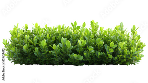 Green shrubbery bush isolated on white background, HD, realistic