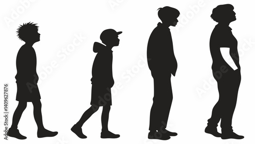 Human Growth Stages Silhouette Childhood to Adulthood