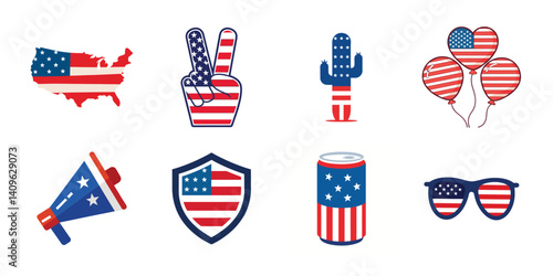 American Independence Day vector set, Collection of 4th July design