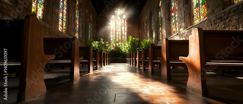 Sacred sanctuary bathed in sunlight