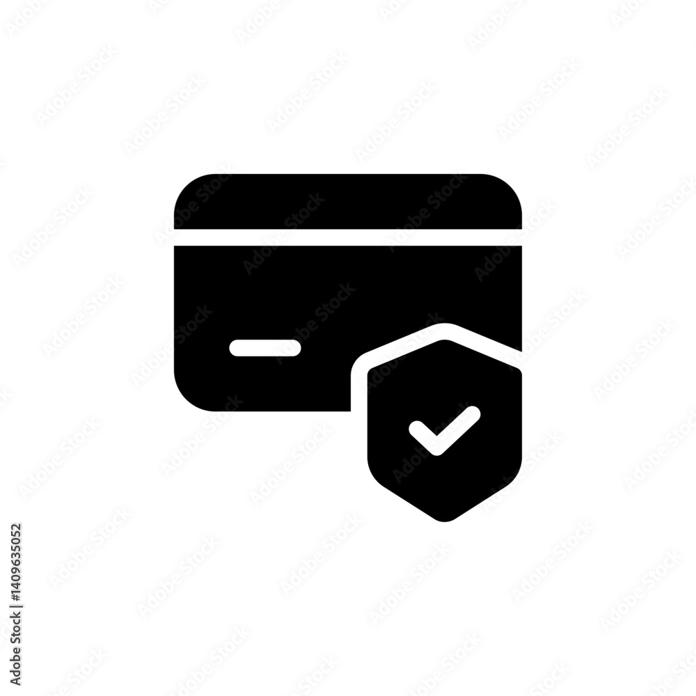 credit card with shield and checkmark, representing secure and protected online payments. Suitable for websites, apps credit card with shield and checkmark, representing secure and protected online payments. Suitable for websites, apps