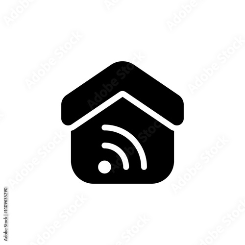Smart Home Icon. Wi-Fi Connected House, Symbolizes internet connection, home automation, technology, and modern living. for websites, and apps