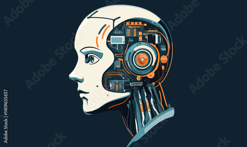 Futuristic Humanoid AI Technology: Robotics and Generative AI Concept