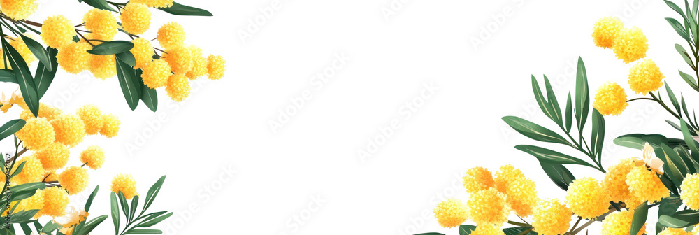 PNG Mimosa flowers border illustration vegetation. PNG Mimosa flowers border illustration vegetation.