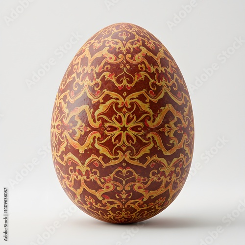 Ornate Easter Egg Red Gold Pattern Holiday Decoration Festive Design