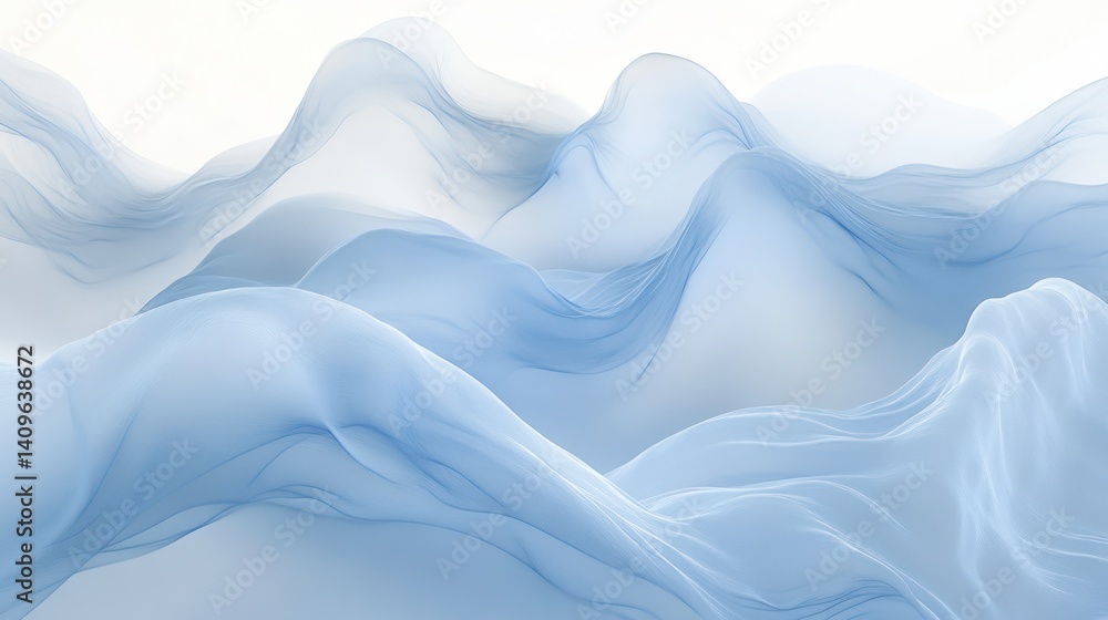 Obraz premium A gentle, flowing landscape of light blue fabric.