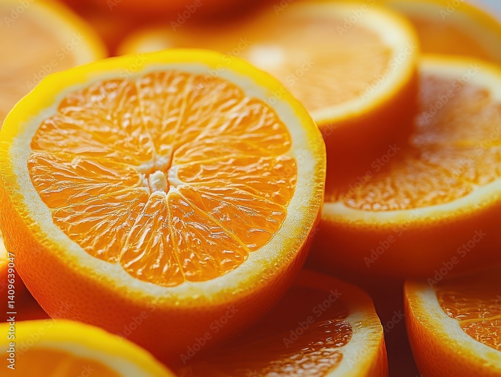 Bright citrus slices overlapping food background Bright citrus slices overlapping food background