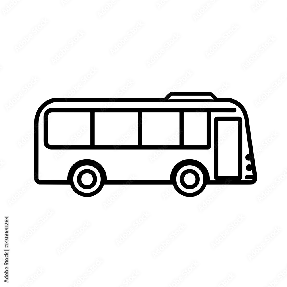 Simple black outline of a city bus on white Simple black outline of a city bus on white