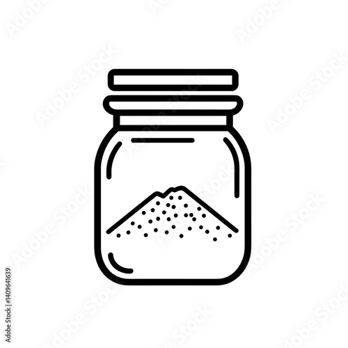 Simple black outline of a jar with granular contents