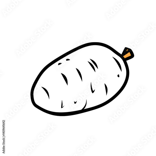 Simple white potato with black outline icon