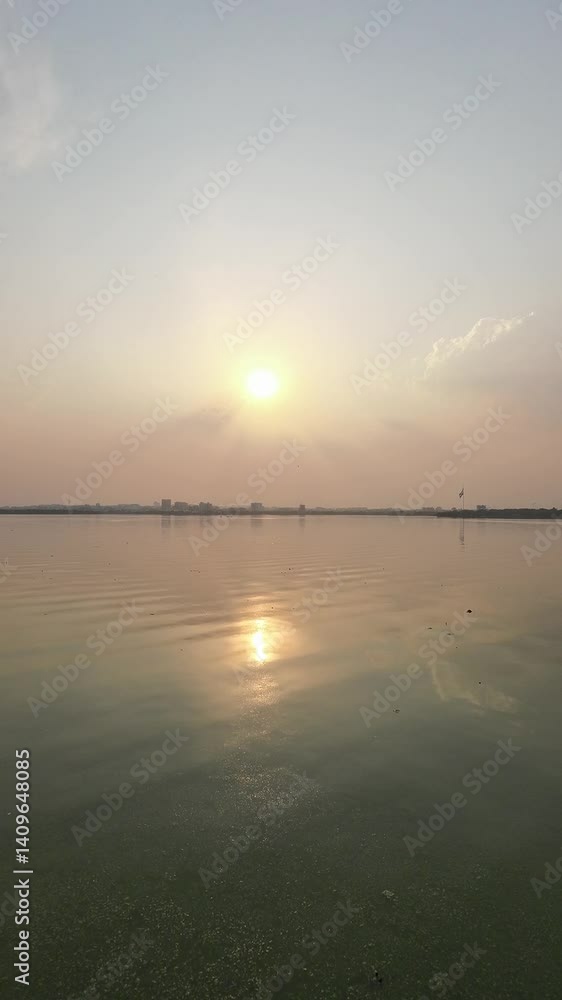 Sunset Reflecting On Calm Tranquil Lake During The Sunset Time Vertical Video Sunset Reflecting On Calm Tranquil Lake During The Sunset Time Vertical Video