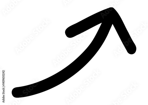 手描き風の右に上昇する黒の矢印アイコン Simple Hand-drawn Black Upward Arrow Illustration