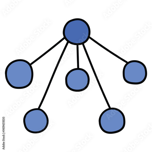 Hand drawn cartoon hierarchy structure icon on white background.