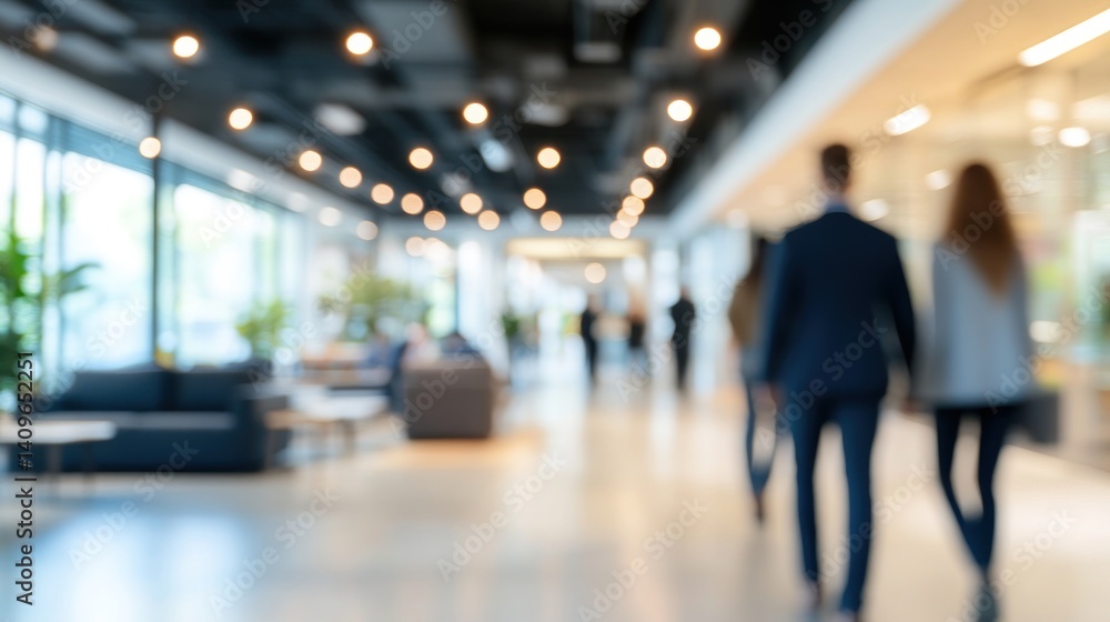 blurred motion in modern office space showcasing employees walking through the bright hallway with stylish lighting and waiting areas blurred motion in modern office space showcasing employees walking through the bright hallway with stylish lighting and waiting areas