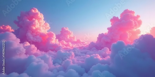 Soft pink & blue neon cloudscape, ethereal glow, mood, color, optimism
