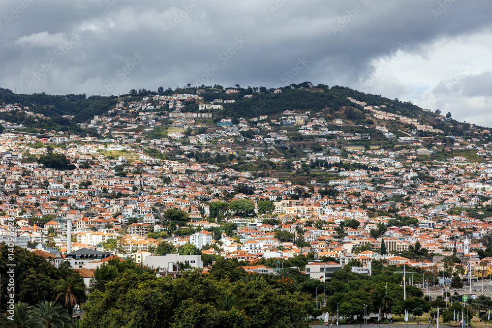 Aerial view of Funchal city, capital of Madeira Island, Portugal Aerial view of Funchal city, capital of Madeira Island, Portugal