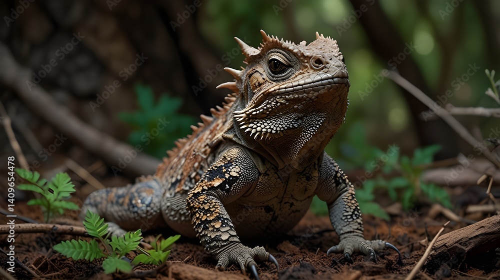 Fototapeta premium iguana on a tree