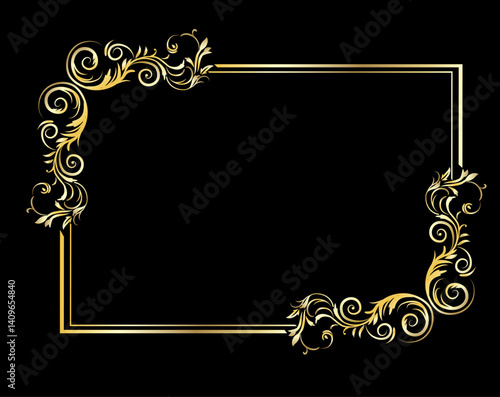 vintage rectangular gold frame with floral elements22