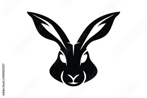 Rabbit Silhouette in Grass: Minimalist Wildlife Icon