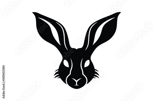 Rabbit Silhouette in Grass: Minimalist Wildlife Icon