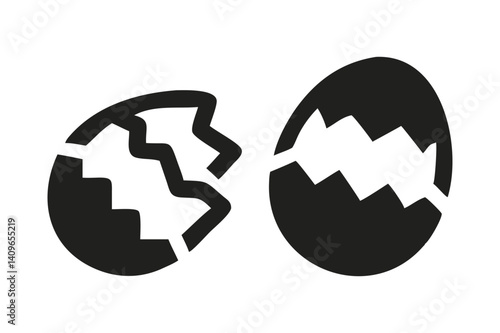 Hatching Egg Silhouette Set: Symbol of Birth and Emergence