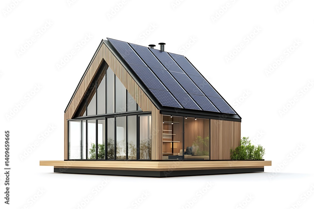 Modular Home with Transparent Solar Windows. Modular Home with Transparent Solar Windows.