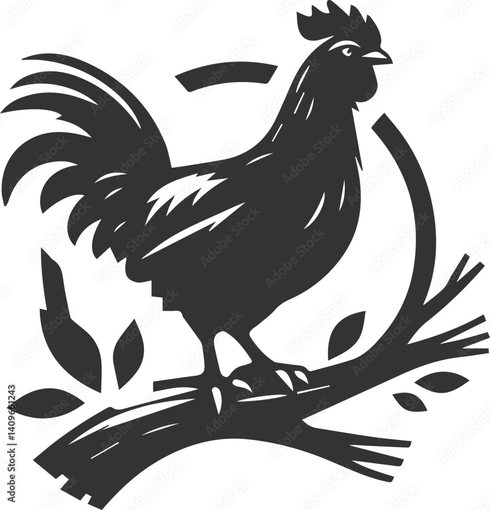 Obraz premium Hen in forest vector silhouette