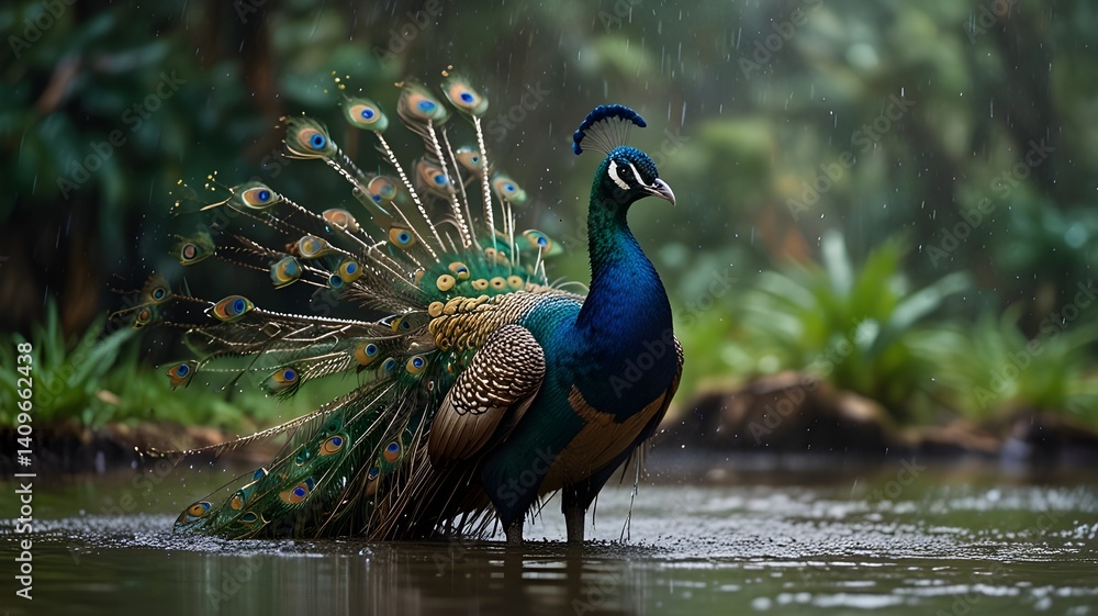 Obraz premium peacock with feathers out