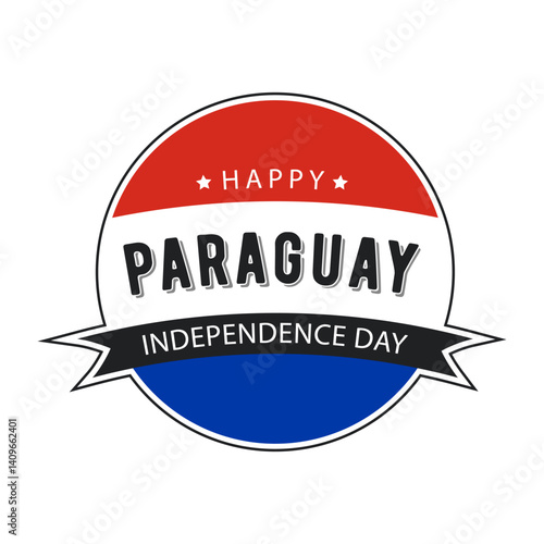Paraguay Independence Day, vector design for card, poster, sticker or banner. Text Happy Paraguay Independence Day on the backdrop of abstract Paraguayan flag isolated on white background.