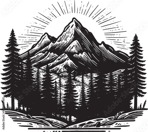 Mountains forest wilderness vector illustration