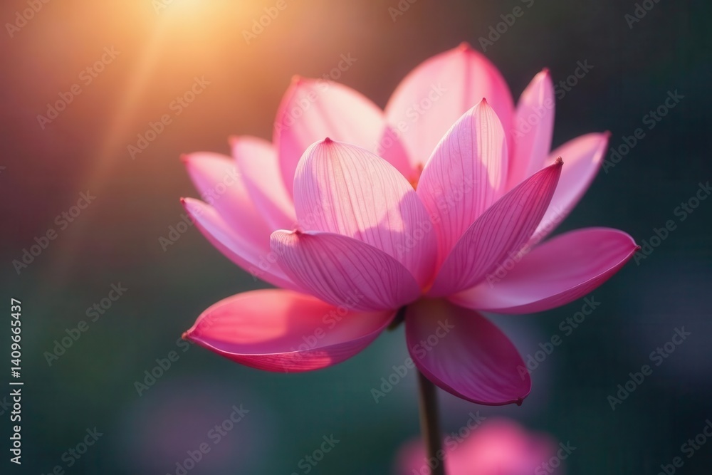 Obraz premium Delicate pink petals, ethereal glow, slow descent, pink flower, illustration