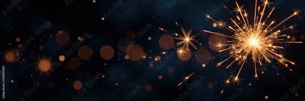 Obraz premium Silvery sparklers against black, creating a dynamic, festive backdrop, winter, celebration