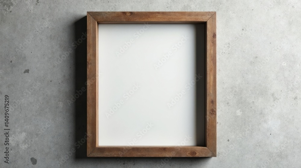 Empty Rustic Wooden Frame Against Textured Surface Ideal for Mockups and Design Presentations