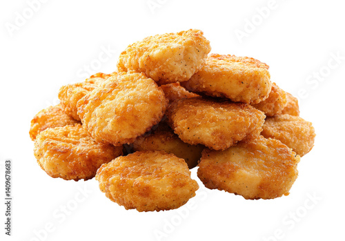 Crispy chicken nuggets fast food restaurant food. Isolated on transparent background, png.