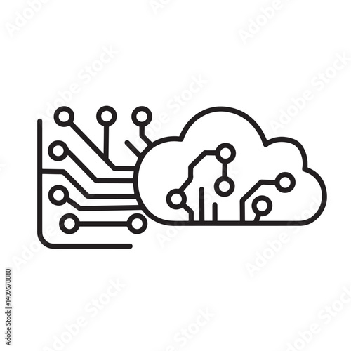 cloud computing concept Tec technology icon vector silhouette coloring page art symbol logo 

