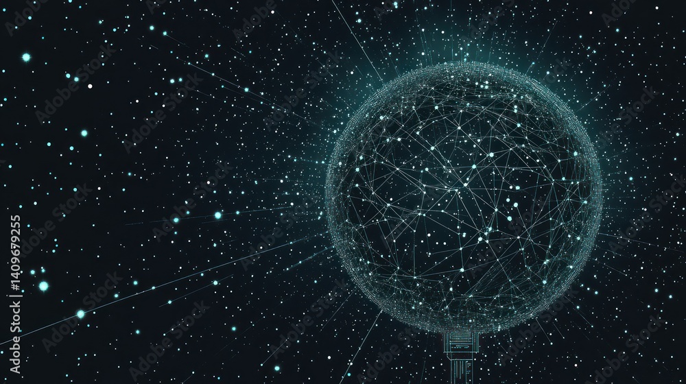 Obraz premium Global network connection, space background, data visualization, technology concept