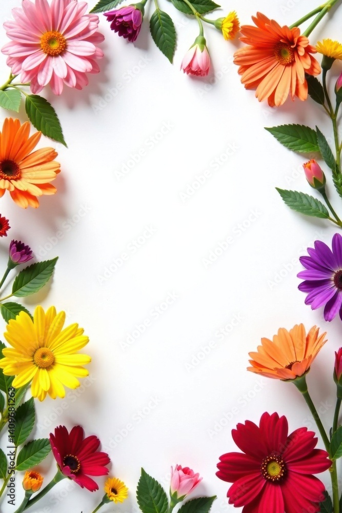 Floral arrangement with mixed flowers on white background, decoration, blooms, garden fresh Floral arrangement with mixed flowers on white background, decoration, blooms, garden fresh