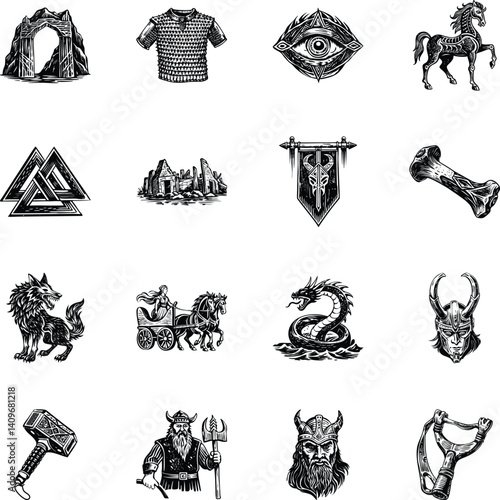 Viking Mythology Vintage Illustrations