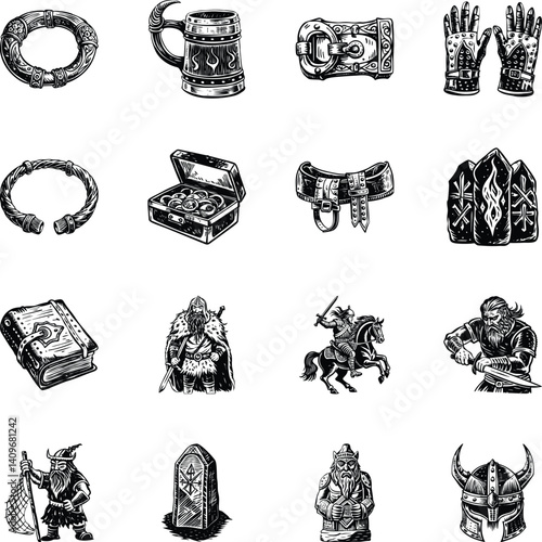 Vintage Style Viking Illustrations