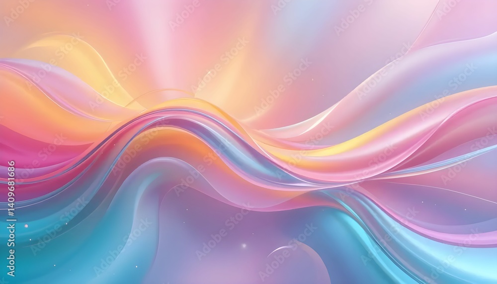 Obraz premium Soft-flowing glassy surface with neon pink, yellow, and turquoise transitions