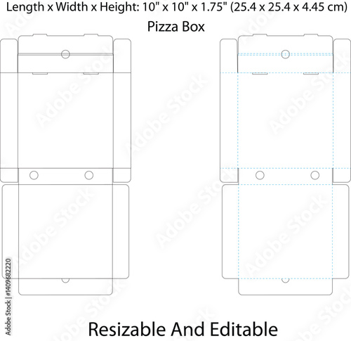 Pizza box dieline, Dieline template,dieline layout, Pizza box dieline template
