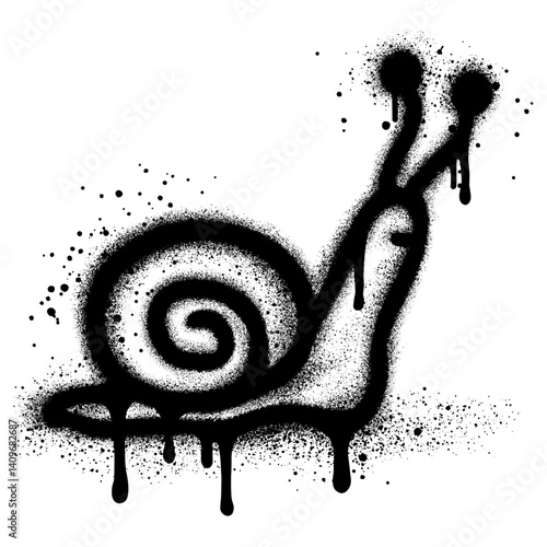 Snails graffiti with black spray paint.