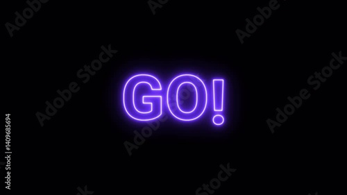 321 go neon animation on black background, 321 go countdown for racing game competition animated with alpha channel.