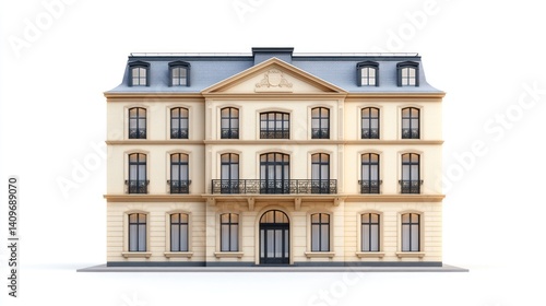 Elegant Parisian-Style Building Architectural 3D Render