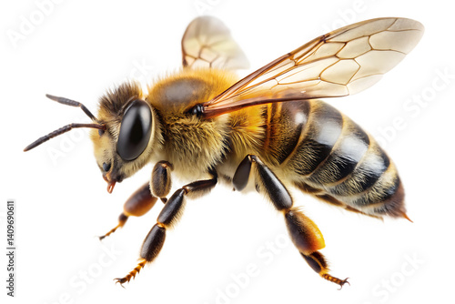 honey bee walking isolated on white background