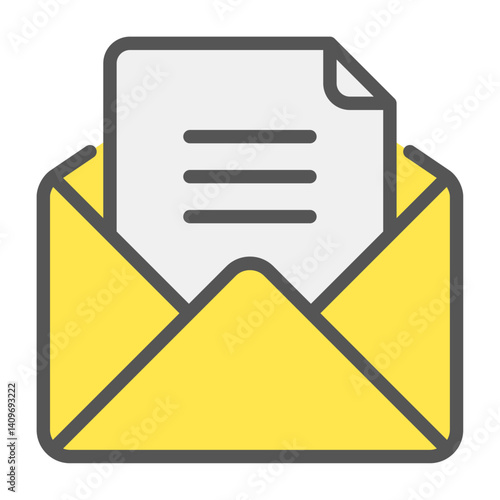 inbox filled outline icon. mail color line illustration.