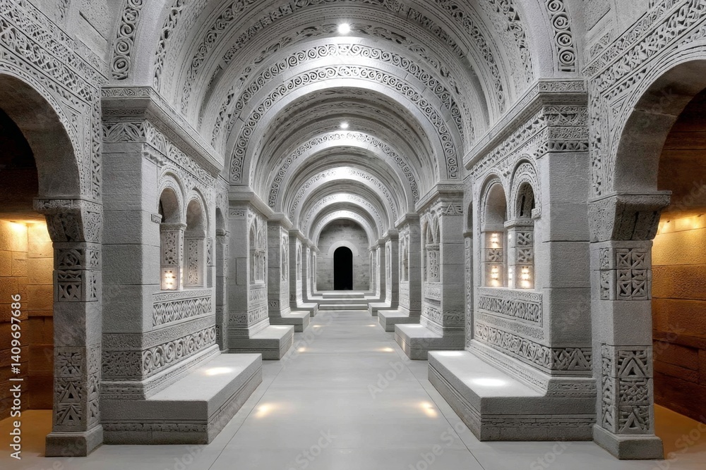 Obraz premium Gothic prison of fate where paths are carved in stone and can’t be altered