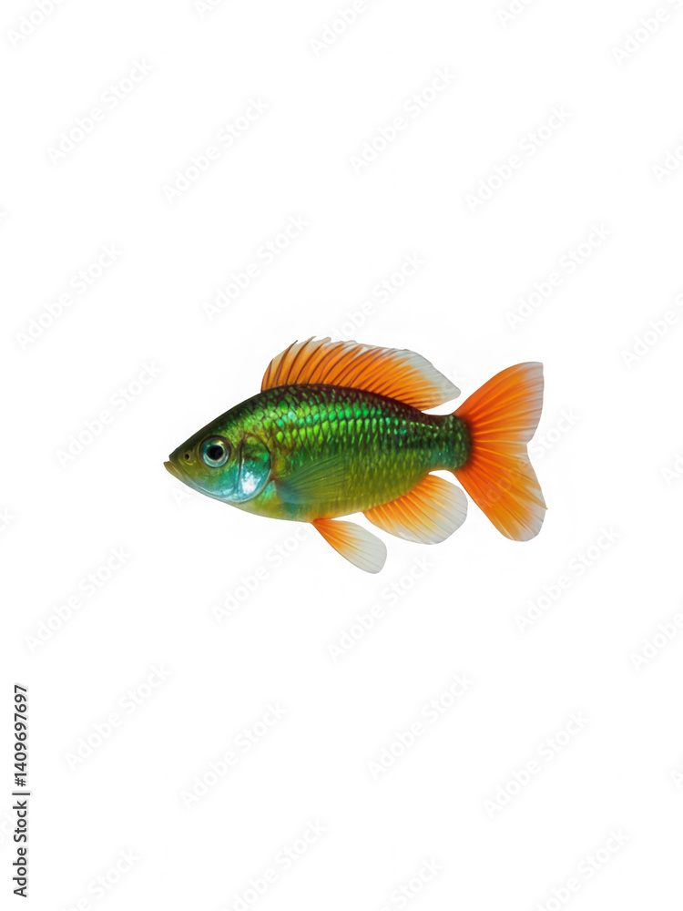 Obraz premium Aquarium fish rosy barb pet colorful fish isolated black