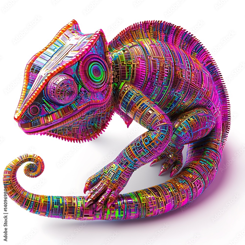Chameleon Tech Art Digital Creature Vivid Colors Circuitry Complex Design Innovative Artwo Chameleon Tech Art Digital Creature Vivid Colors Circuitry Complex Design Innovative Artwo